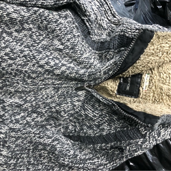 Energie mens made in Italy Sherpa hoodie zip up knit jacket - Picture 8 of 8